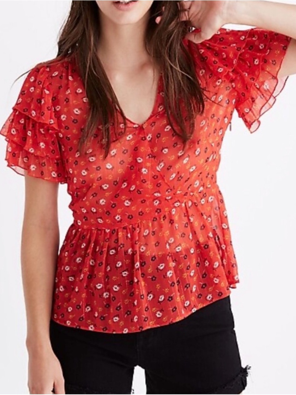 Madewell Floral V-Neck Top